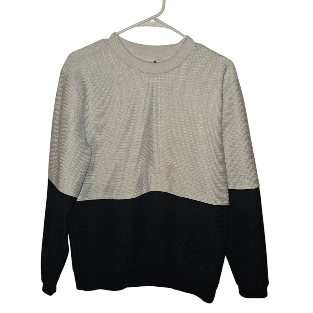 Zara‎ Sweatshirt-Mens-Medium-White/Black ColorBlock